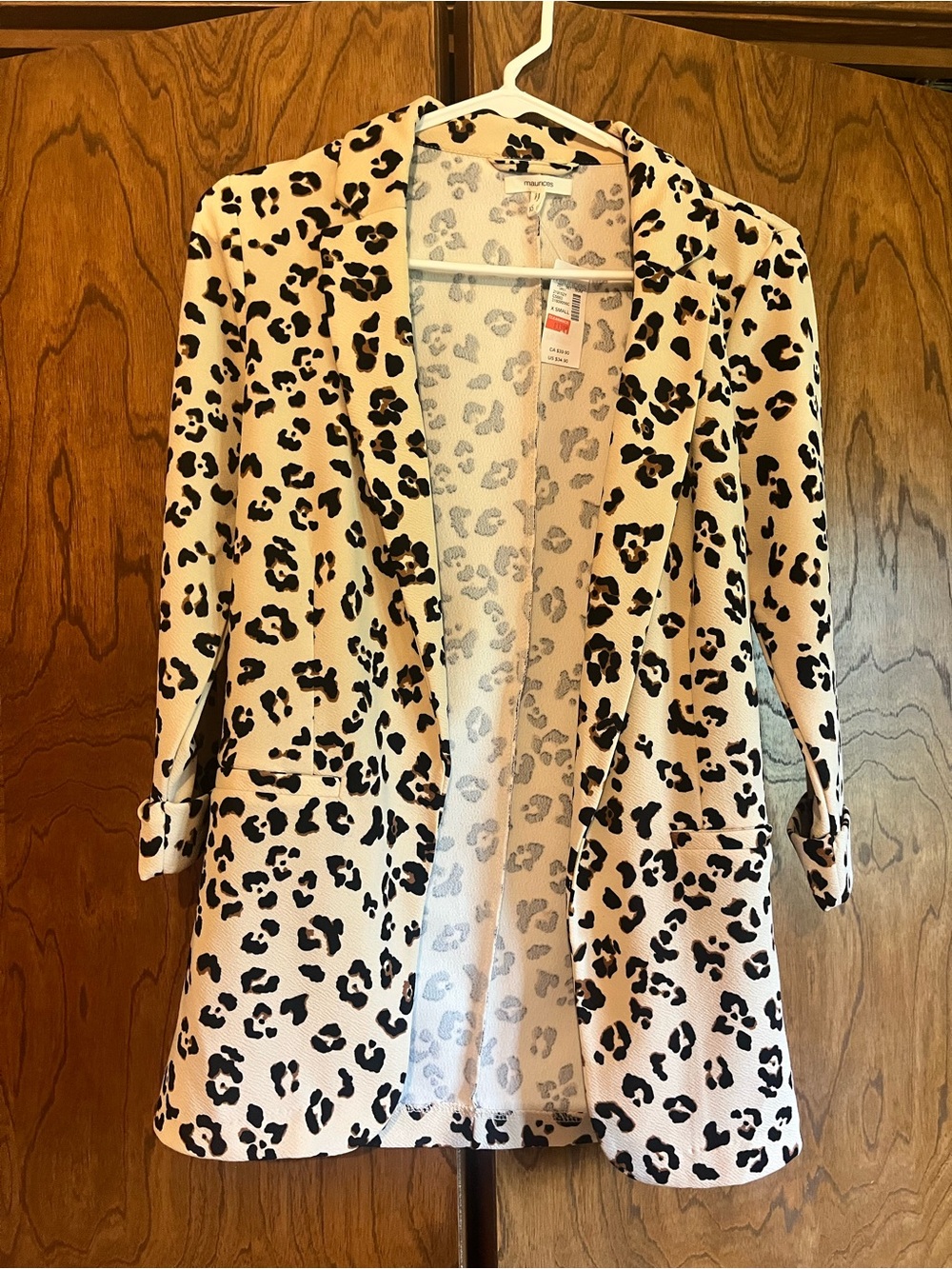 Maurices Leopard Print Open Front Blazer in Cream and Black
